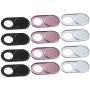 Webcam Camera Cover Slide 0.027-Inch Ultra-Thin Metal Camera Cover for MacBook Pro, iMac, Laptop, PC, iPad, iPhone, Smartphone, Protect Your Visual Privacy (Black/Pink/Silver - 12 Pack)