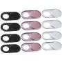 Webcam Camera Cover Slide 0.027-Inch Ultra-Thin Metal Camera Cover for MacBook Pro, iMac, Laptop, PC, iPad, iPhone, Smartphone, Protect Your Visual Privacy (Black/Pink/Silver - 12 Pack)