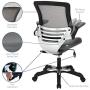 Modway Edge Mesh Back and White Vinyl Seat Office Chair With Flip-Up Arms - Computer Desks in Gray