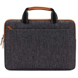 DOMISO 15.6 Inch Multi-Functional Laptop Sleeve Business Briefcase Messenger Bag with USB Charging Port Compatible for 15.6'' Laptop / Apple / IdeaPad / Acer Aspire / HP ENVY 15 / Dell XPS 15,Dark Grey