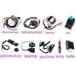 Complete Electrics Stator Coil CDI Wiring Harness Solenoid Relay Spark Plug for 4 Stroke ATV 50cc 70cc 110cc 125cc Pit Quad Dirt Bike Go Kart Scooter Moped Parts Complete Wiring Harness by TOPEMAI