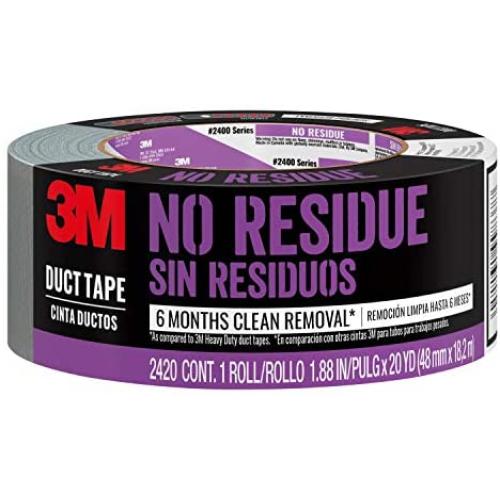 3M 051131998377 Residue Duct Tape, 2420-A, 1.88 Inches by 20 Yards, Silver