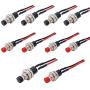 Twidec/10Pcs 1A 250V AC 2 Pins SPST Black + Red Normal Open Mini Momentary Push Button Switch with Pre-soldered Wires PBS-110-XBKR