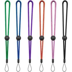 YOUOWO 6 Pack Nylon Wrist Lanyard Adjustable Length for Flashlight Wallet USB Flash Drive Hand Strap for Cell Phone Charms Key ID Card Badge Holder Black Pink Green Blue Purple Orange