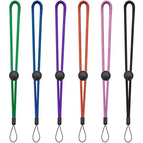 YOUOWO 6 Pack Nylon Wrist Lanyard Adjustable Length for Flashlight Wallet USB Flash Drive Hand Strap for Cell Phone Charms Key ID Card Badge Holder Black Pink Green Blue Purple Orange