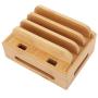 Cell Phone Stand, Multi-Device Bamboo Phone Stand Desktop Organizer Phone Tablet Charging Station for Home Office