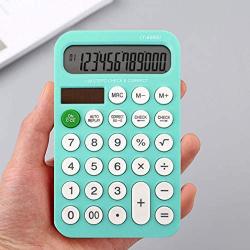 Monique 12 Digit Display Solar Dual Power Calculator Mini Portable Hand-held Calculator Green