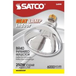 Satco Products S4999 250R40 Medium Base 1 Clear Heat Lamp