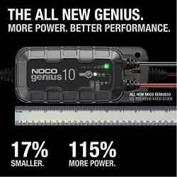 NOCO GENIUS10, 10-Amp Fully-Automatic Smart Charger, 6V and 12V Battery Charger, Battery Maintainer, Trickle Charger, and Battery Desulfator with Temperature Compensation