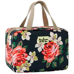Toiletry Bag for Women Cosmetic Travel Bag Floral Cosmetic Case Large Travel Toiletry Bag for Girls Make Up Bag Navy Blue Brush Bags Reusable Toiletry Bag