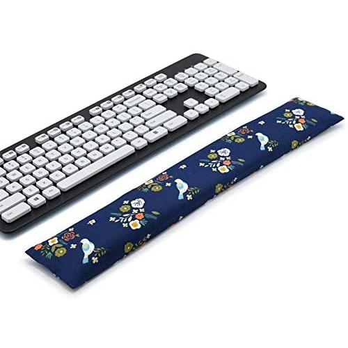 Keyboard Wrist Rest Pad, Washable Keyboard Mouse Wrist Support Pad Bean Bag for Carpal Tunnel, Office Workers, Massage Ergobeads & Cotton Fabric (Flower)