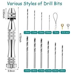 Pin Vise Hand Drill Bits Set Pearl Drilling Holes Tool Kit Mini Bench Vice for Drilling Tool DIY,Model Making,Metal Wood,Jewelry,Delicate Manual Work & Electronic Assembling (Silver)