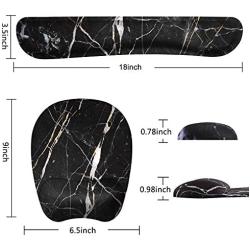 Anyshock Keyboard Wrist Rest Set and Ergonomic Mouse Pad with Wrist Support Memory Foam Filled Non Slip Durable Comfortable Lightweight Wrist Pad for Easy Typing & Pain Relief (Black Marble)