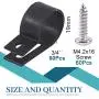 Glarks 60Pcs 3/4 Inch Black Nylon Screw Mounting R-Type Cable Clip Wire Clamp with 60Pcs Screws for Wire, Cable, Conduit and Cable Conduit Kit (Black)