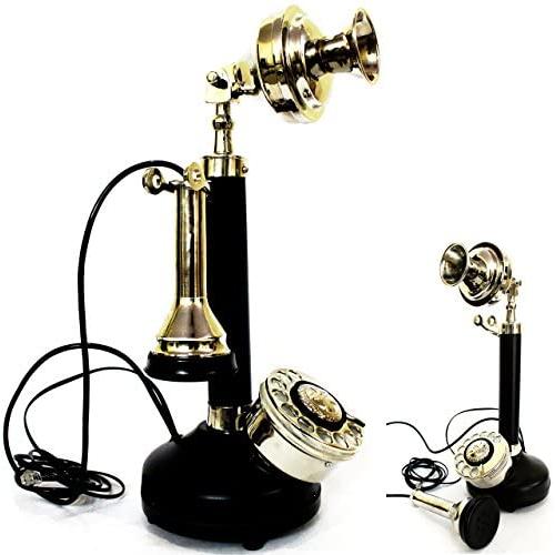 Contemporary Style Beautiful Table Decoor Candel Stick Phones Black & Silver Finish