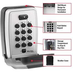Master Lock 5423D Set Your Own Combination Wall Mount Push Button Lock Box, 5 Key Capacity, Black