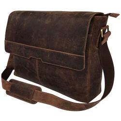 Vintage Computer Leather Laptop Messenger Bags for Men Leather Briefcase Shoulder Bag Man & Women Bag (16 INCH)