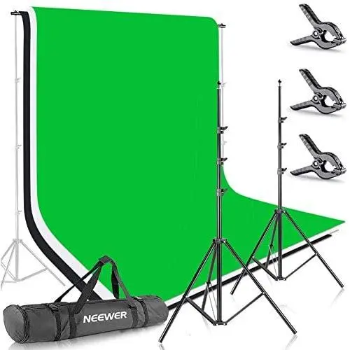 Neewer Photo Studio 8.5 X 10 feet/2.6 X 3 Meters Backdrop Stand Background Support System with 6 X 9 feet/1.8 X 2.8 Meters Fabric Backdrop (White, Black, Green) for Portrait Product Video Shooting
