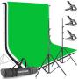 Neewer Photo Studio 8.5 X 10 feet/2.6 X 3 Meters Backdrop Stand Background Support System with 6 X 9 feet/1.8 X 2.8 Meters Fabric Backdrop (White, Black, Green) for Portrait Product Video Shooting