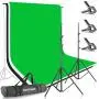Neewer Photo Studio 8.5 X 10 feet/2.6 X 3 Meters Backdrop Stand Background Support System with 6 X 9 feet/1.8 X 2.8 Meters Fabric Backdrop (White, Black, Green) for Portrait Product Video Shooting