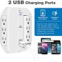 Kasonic Wall Outlet Surge Protector, 6 Grounded Outlets with 2.4A Dual USB Charging Ports, 1350 Joules, Space Saver Swivel, 15A/125V/1875W, Grounded Indicator, ETL Listed (White)