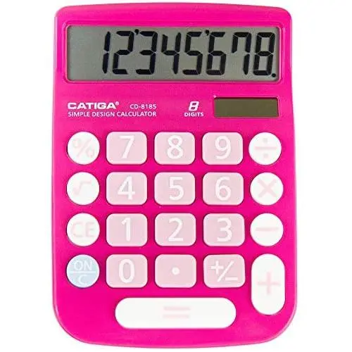 CATIGA CD-8185 Office and Home Style Calculator - 8-Digit LCD Display - Suitable for Desk and On The Move use. (Pink)