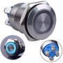 Ulincos Momentary Pushbutton Switch U16B1 1NO Silver Stainless Steel Shell with Blue LED Ring Suitable for 16mm 5/8'' Mounting Hole (Blue)