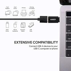 AUKEY USB C Adapter, [3 Pack] USB C to USB 3.0 Adapter Compatible with MacBook Pro 2017/2016 , Google Chromebook Pixelbook , Samsung Galaxy S9 S8 S8+ Note8, Google Pixel 2/2XL - Black