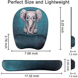 Holilife Keyboard Wrist Rest Pad and Wrist Support Mouse Pad, Ergonomic Design Memory Foam Pad for Pain Relief and Non-Slip Rubber Base Set for Home Office Laptop Computer Gaming, Elephant