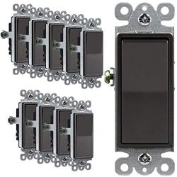ENERLITES 3-Way Decorator Paddle Light Switch, Single Pole or Three Way, 3 Wire, Grounding Screw, Residential Grade, 15A 120V/277V, UL Listed, 93150-DB-10PCS, Dark Bronze, (10 Pack)
