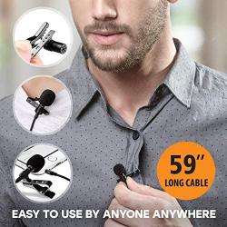Wired Lavalier Lapel Microphone for iPhone Android Smartphone Omnidirectional Mic for Recording with Clip-on for Bloggers and Vloggers