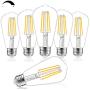 Dimmable Vintage LED Edison Bulbs, 100W Equivalent, 8W, 1200Lumens, High Brightness Soft Warm White 3000K, ST64 Antique LED Filament Bulbs, Standard E26 Medium Base, Clear Glass, High CRI 90+, 6 Packs