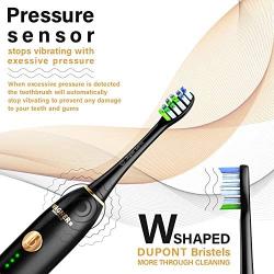 WAGNER Switzerland WHITEN+ Edition. Smart Electric Toothbrush with Pressure Sensor. 5 Brushing Modes and 3 Intensity Levels, 8 Dupont Bristles, Premium Travel Case. (Charcoal Black)