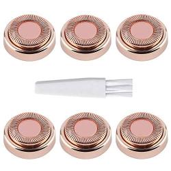 Gift2U Facial Hair Remover Replacement Heads, 6pcs Rose Gold Electronic Shaver Head Cutter Replacement with 18K Gold-Plated Blade Cover for Face, Leg, Armpit, Back, etc