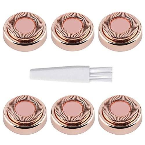 Gift2U Facial Hair Remover Replacement Heads, 6pcs Rose Gold Electronic Shaver Head Cutter Replacement with 18K Gold-Plated Blade Cover for Face, Leg, Armpit, Back, etc