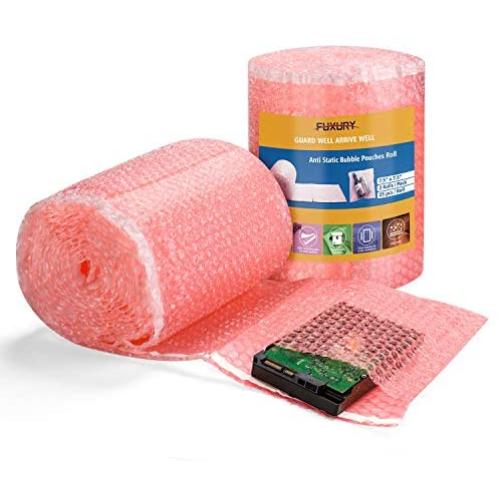 Fuxury Pink Anti-Static Bubble Pouches 7.5x7.5 Inch,2 Rolls 50 Packs Total Anti-Static Bubble Cushioning Wrap Pouch Bag Roll Bubble Bags Pouches