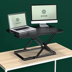 Zinus Tina Smart Adjust Standing Desk / Adjustable Height Desktop Workstation / 32'' x 22'' / Black