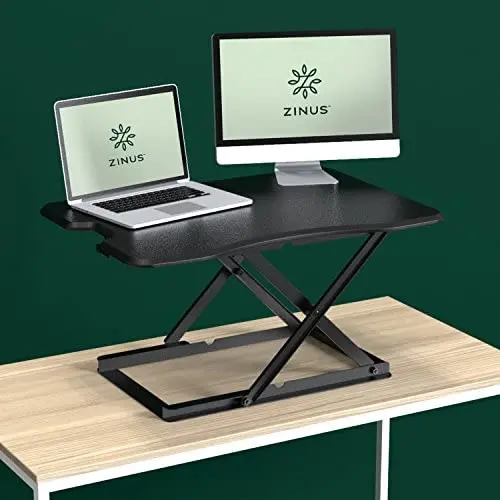 Zinus Tina Smart Adjust Standing Desk / Adjustable Height Desktop Workstation / 32'' x 22'' / Black
