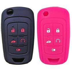 Coolbestda 2Pcs Folding 5buttons Key Fob Remote Cover Keyless Entry Protector Holder Case for Chevrolet Equinox Camaro Cruze Malibu Sonic Volt Park