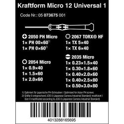 Wera Kraftform Micro Screwdriver Set 12: 5 Slot 2 Ph 3 Hex 2 TX