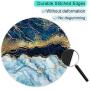 ITNRSIIET [20% Larger] Mouse Pad with Stitched Edge Premium-Textured Mouse Mat Waterproof Non-Slip Rubber Base Round Mousepad for Laptop PC Office 8.7×8.7×0.12 inches, Blue Cracked Marbling