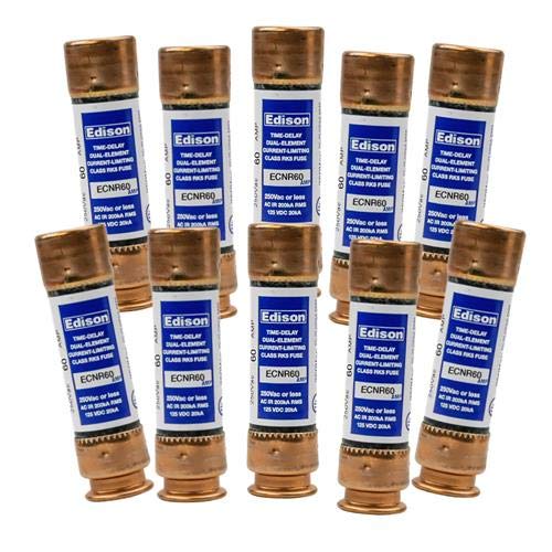 Compatible Replacement for Littlefuse FLNR-60 - Box of 10 Edison Time Delay Fuse - 60 Amp 250V - RK5 Dual Element
