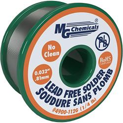 MG Chemicals 4900 SAC305, 96.3% Tin, 0.7% Copper, 3% Silver, No Clean Non Leaded Solder, 0.032'' Diameter, 1/4 lbs Spool