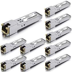 10/100/1000Base-T Copper SFP, Auto-Negotiation SFP to RJ45 Mini-GBIC Transceiver, Compatible with Cisco GLC-T/SFP-GE-T, Pack of 10