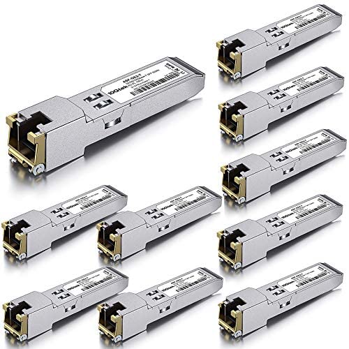 10/100/1000Base-T Copper SFP, Auto-Negotiation SFP to RJ45 Mini-GBIC Transceiver, Compatible with Cisco GLC-T/SFP-GE-T, Pack of 10