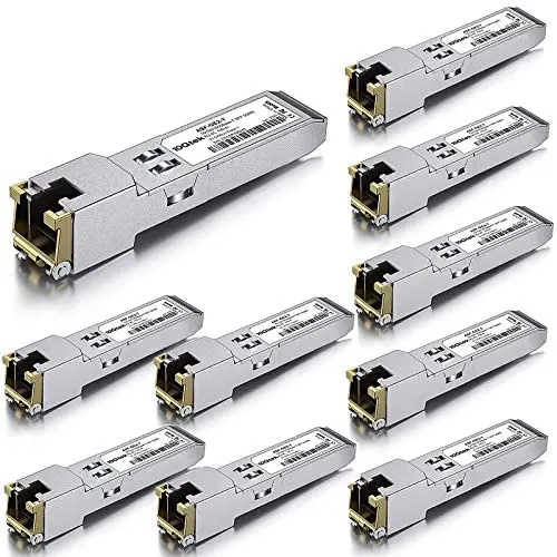 10/100/1000Base-T Copper SFP, Auto-Negotiation SFP to RJ45 Mini-GBIC Transceiver, Compatible with Cisco GLC-T/SFP-GE-T, Pack of 10