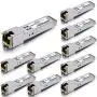 10/100/1000Base-T Copper SFP, Auto-Negotiation SFP to RJ45 Mini-GBIC Transceiver, Compatible with Cisco GLC-T/SFP-GE-T, Pack of 10
