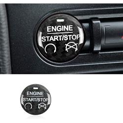 Charminghorse 1 Piece Black Real Carbon Fiber Engine Start Stop Button Cover Decor Sticker for Ford Mustang 2015-2020 Accessories