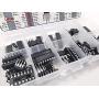 IC Assortment Box 75 pcs, PC817c, NE555, LM358, LM324, JRC4558D, LM393, LM339, NE5532, LM386, PT2399, TDA2822, TDA2030A, UC3842AN, UC3843AN, ULN2803APG, ULN2003AN and Sockets
