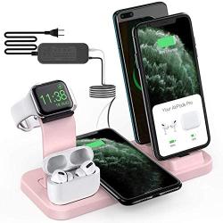 Sixmas Wireless Charger, 5 in 1 Wireless Charging Station for iPhone Samsung, USB C Dock Station for Android Phones, Charging Stand for Apple Watch SE and Series 6 5 4 3 2 1 AirPods Pro 2 1